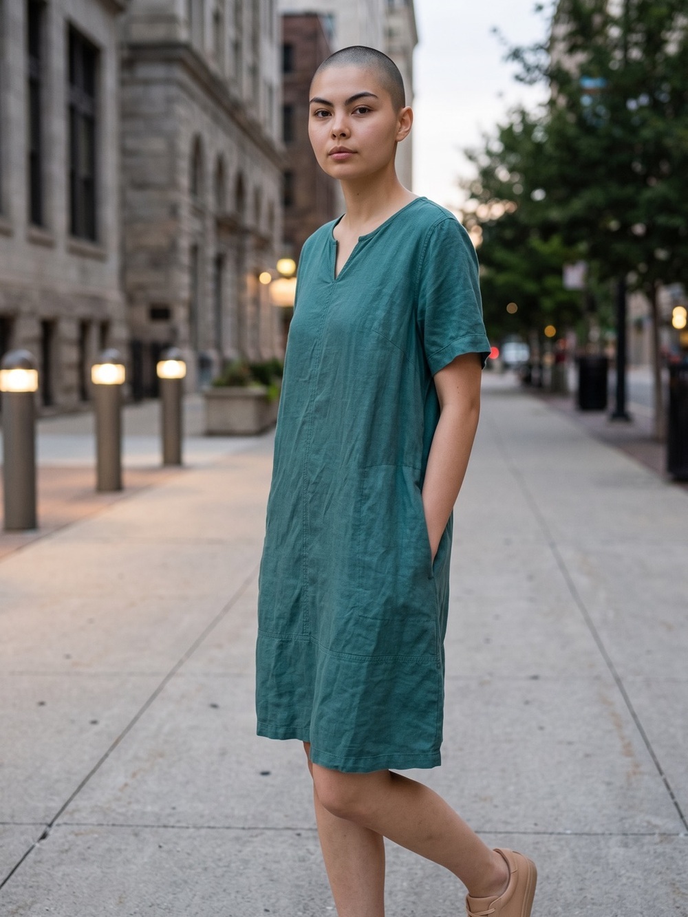 J Jill Purejill Garment Dyed Linen Shift Dress